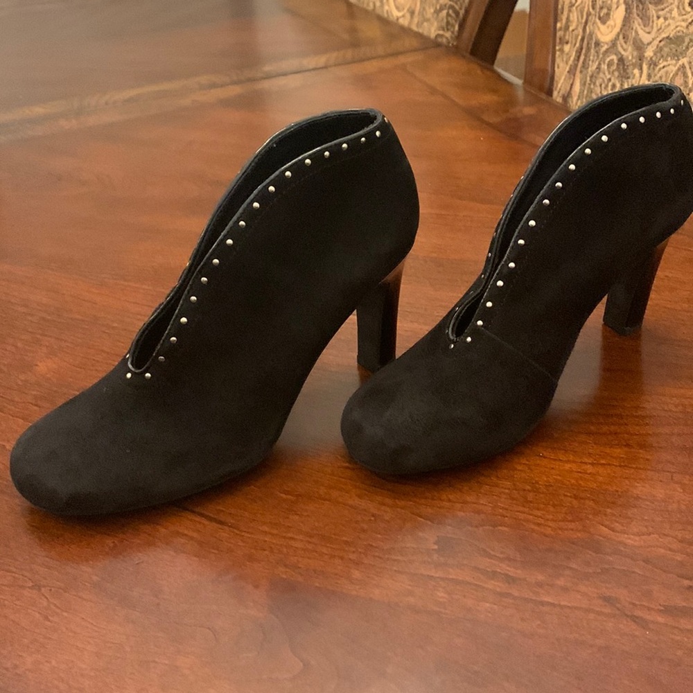 Franco Sarto | Black Suede Studded Booties Shoes